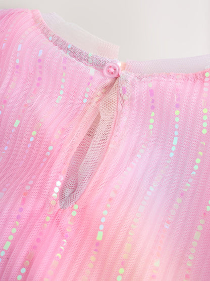 Pink Sparkle Mesh Party Dress (3-16yrs)