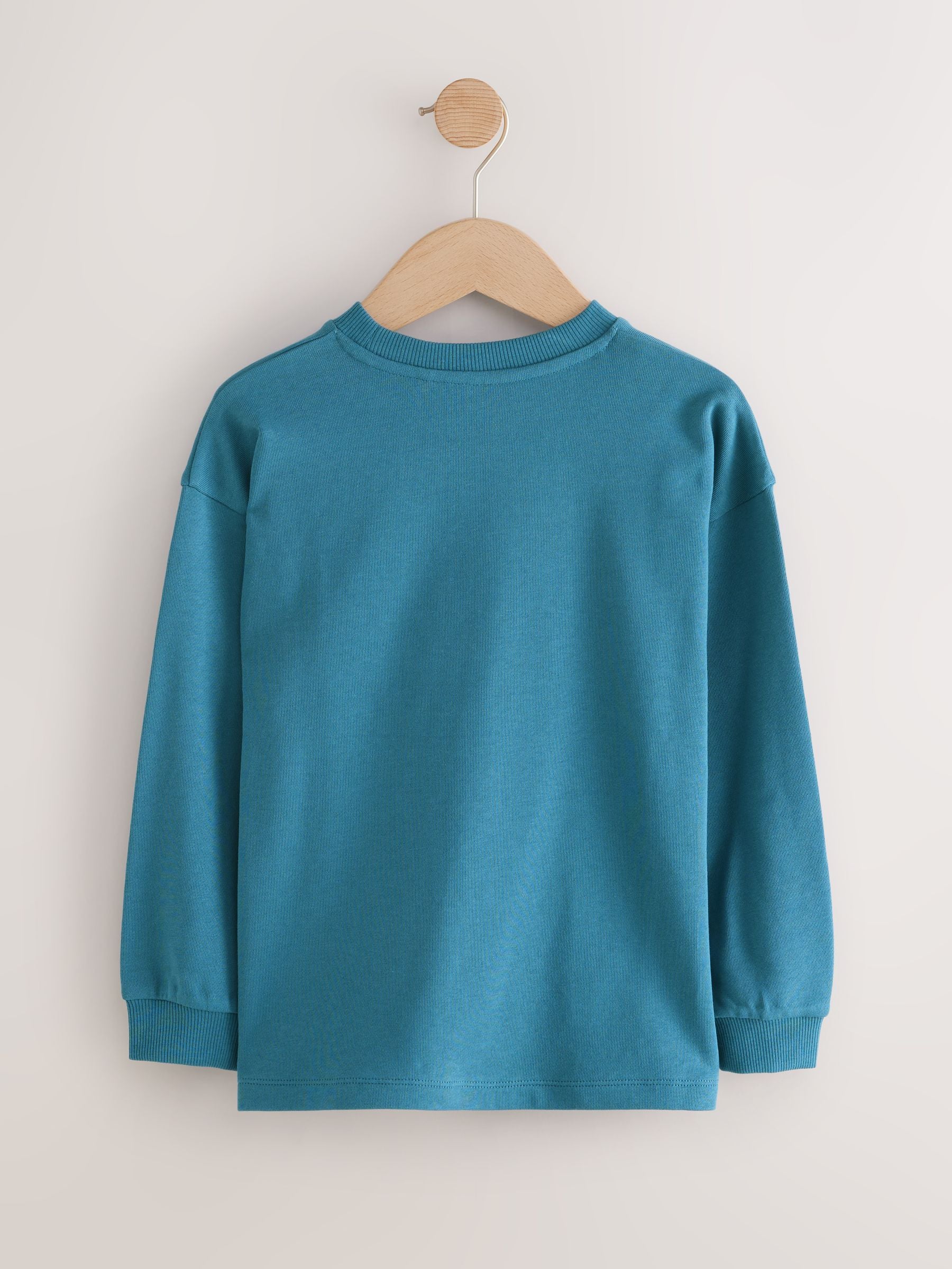 Dsiney Kidz - Teal Blue Relaxed Fit Long Sleeve Heavyweight T-Shirt (3-16yrs) image 2