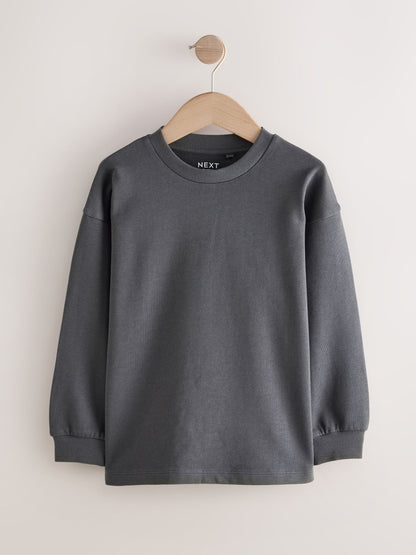 Dsiney Kidz - Charcoal Grey Relaxed Fit Long Sleeve Heavyweight T-Shirt (3-16yrs) image 1