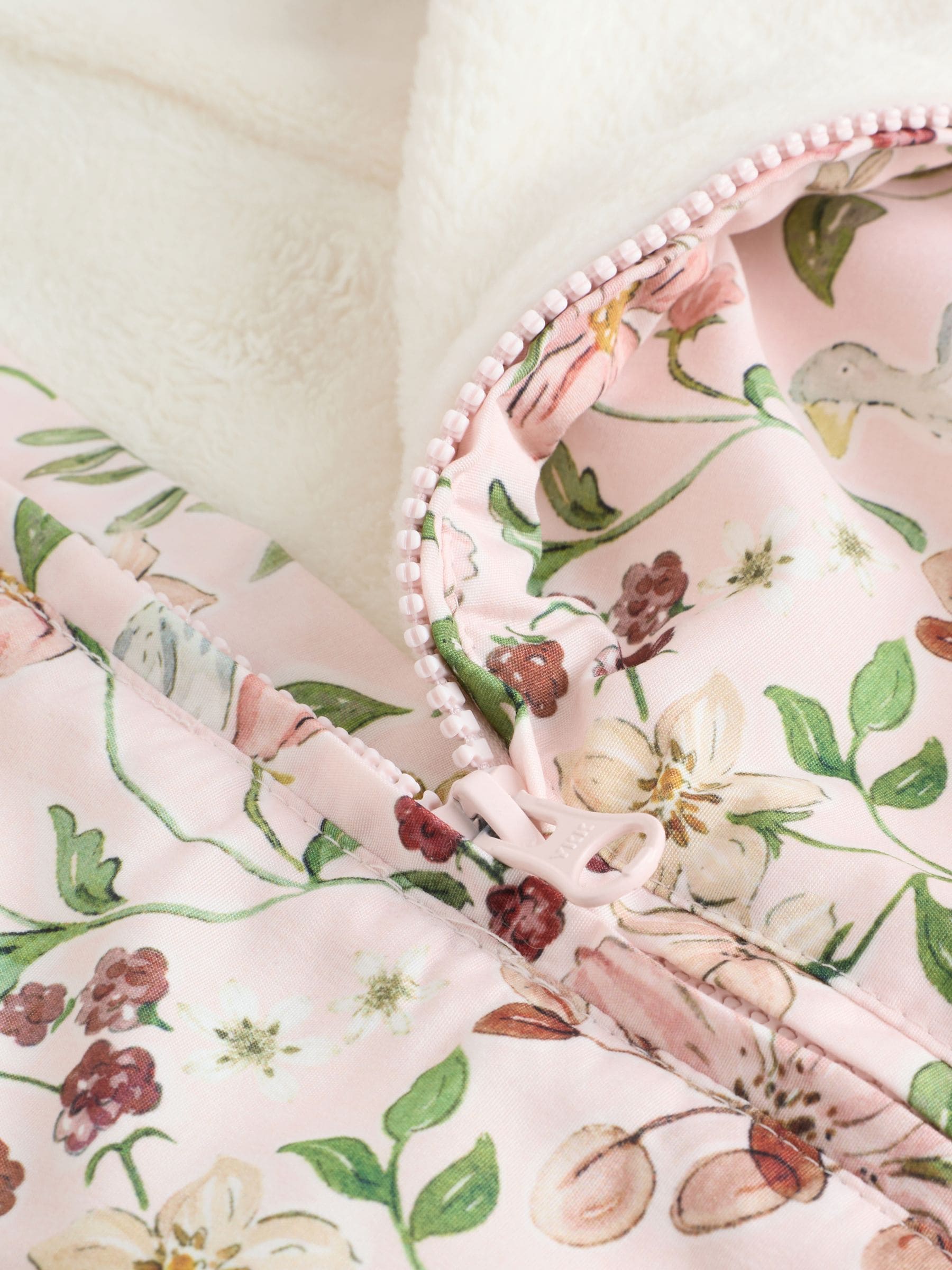 Pink Floral All-Over Printed Double Zip Baby Hooded Pramsuit (0mths-2yrs) image 4