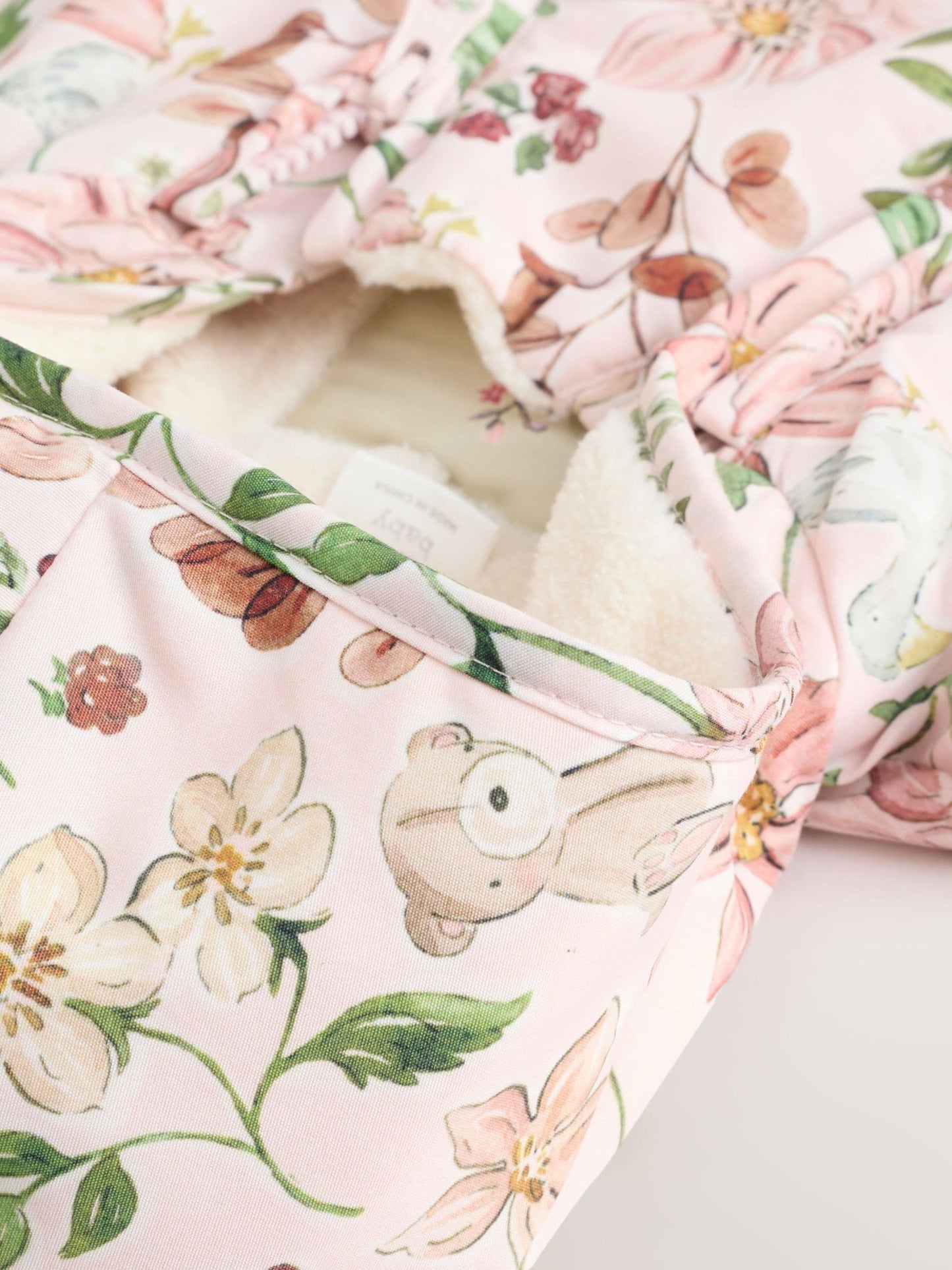 Pink Floral All-Over Printed Double Zip Baby Hooded Pramsuit (0mths-2yrs) image 5