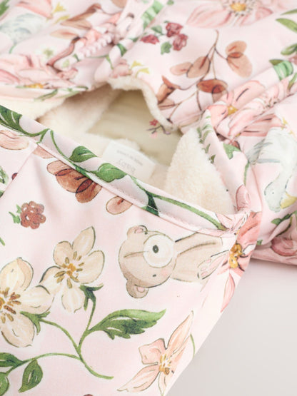 Pink Floral All-Over Printed Double Zip Baby Hooded Pramsuit (0mths-2yrs) image 5