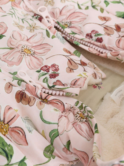 Pink Floral All-Over Printed Double Zip Baby Hooded Pramsuit (0mths-2yrs) image 6