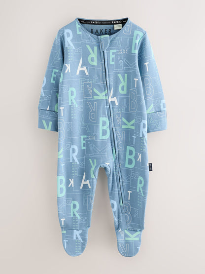 Baker by Ted Baker Blue/Green Baker by Ted Baker 3 Pack Sleepsuits image 3