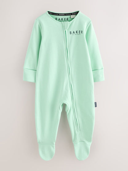 Baker by Ted Baker Blue/Green Baker by Ted Baker 3 Pack Sleepsuits image 4