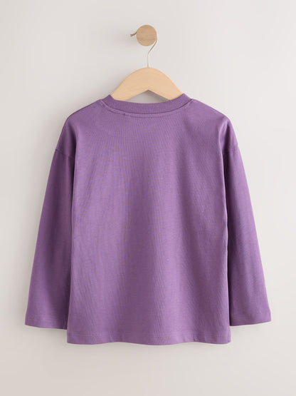 Dsiney Kidz - Green/Red/Camel/Purple Long Sleeve Small Graphic T-Shirts 4 Pack (3-16yrs) image 3