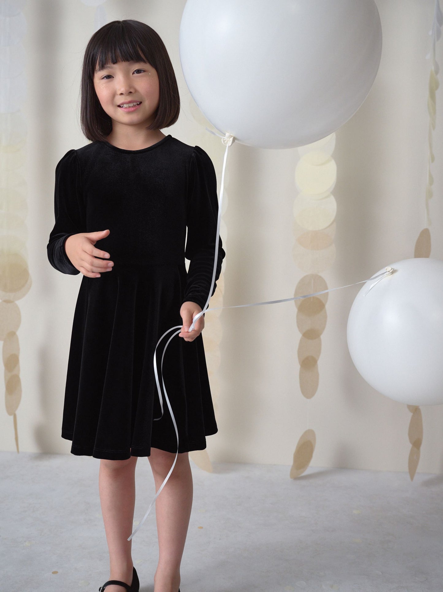 Black Long Sleeve Velvet Dress (3-16yrs)
