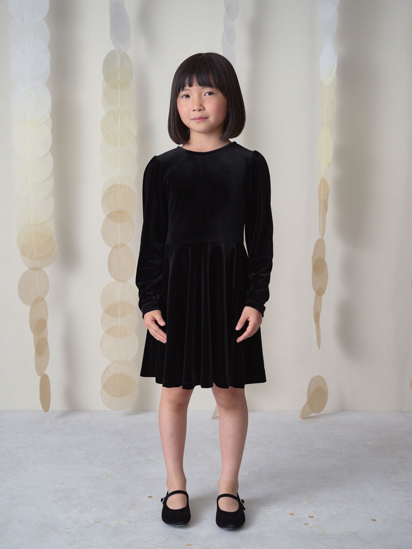 Black Long Sleeve Velvet Dress (3-16yrs)