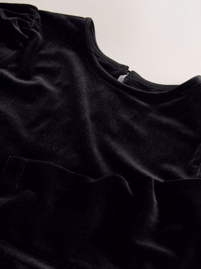 Black Long Sleeve Velvet Dress (3-16yrs)