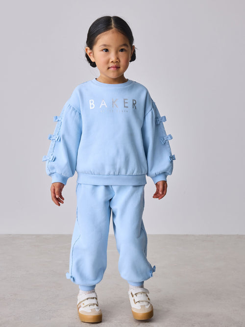 Baker by Ted Baker Blue 2 Piece Side Bow Detail Sweat & Joggers Set image 1