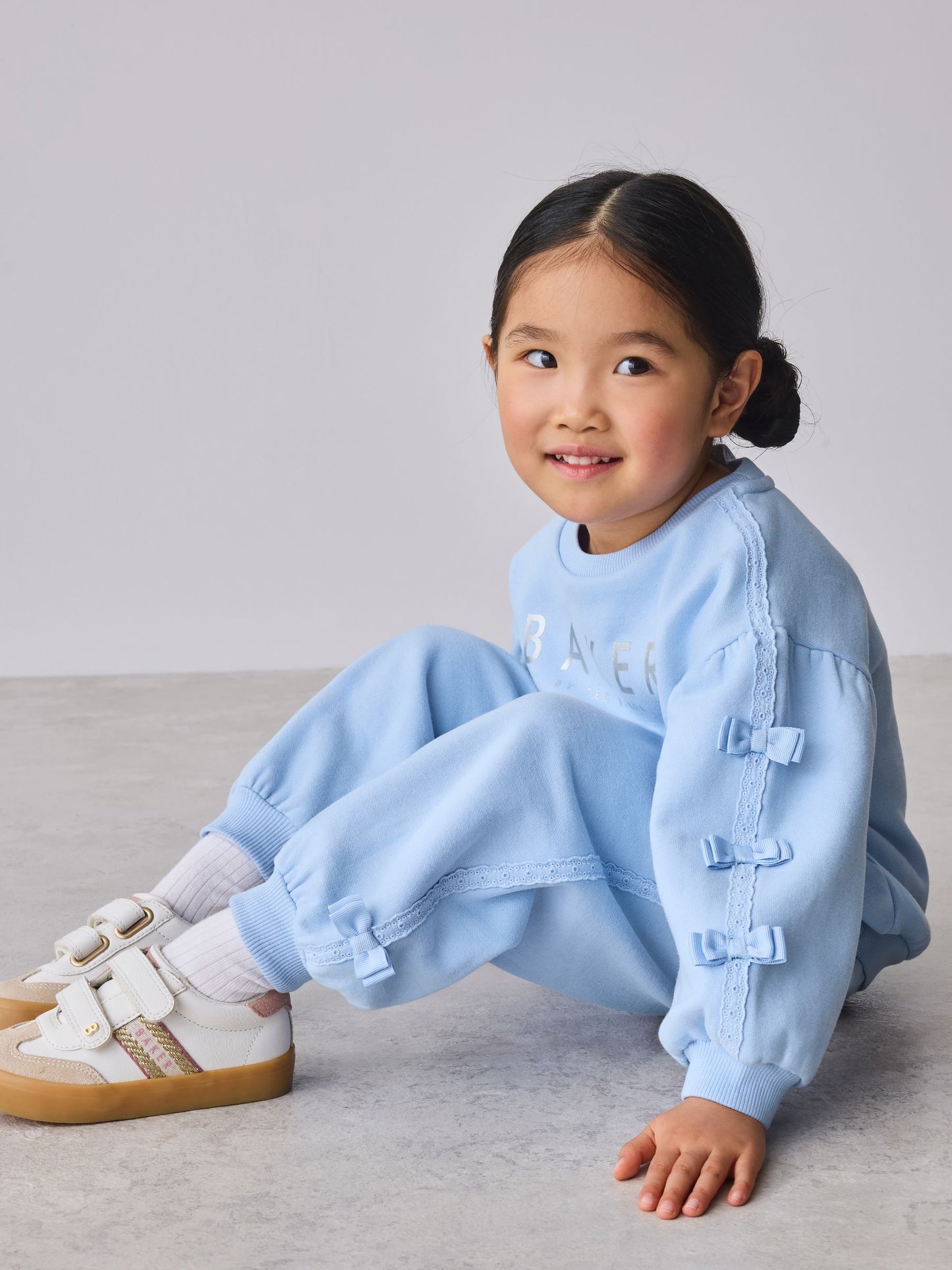 Baker by Ted Baker Blue 2 Piece Side Bow Detail Sweat & Joggers Set image 3