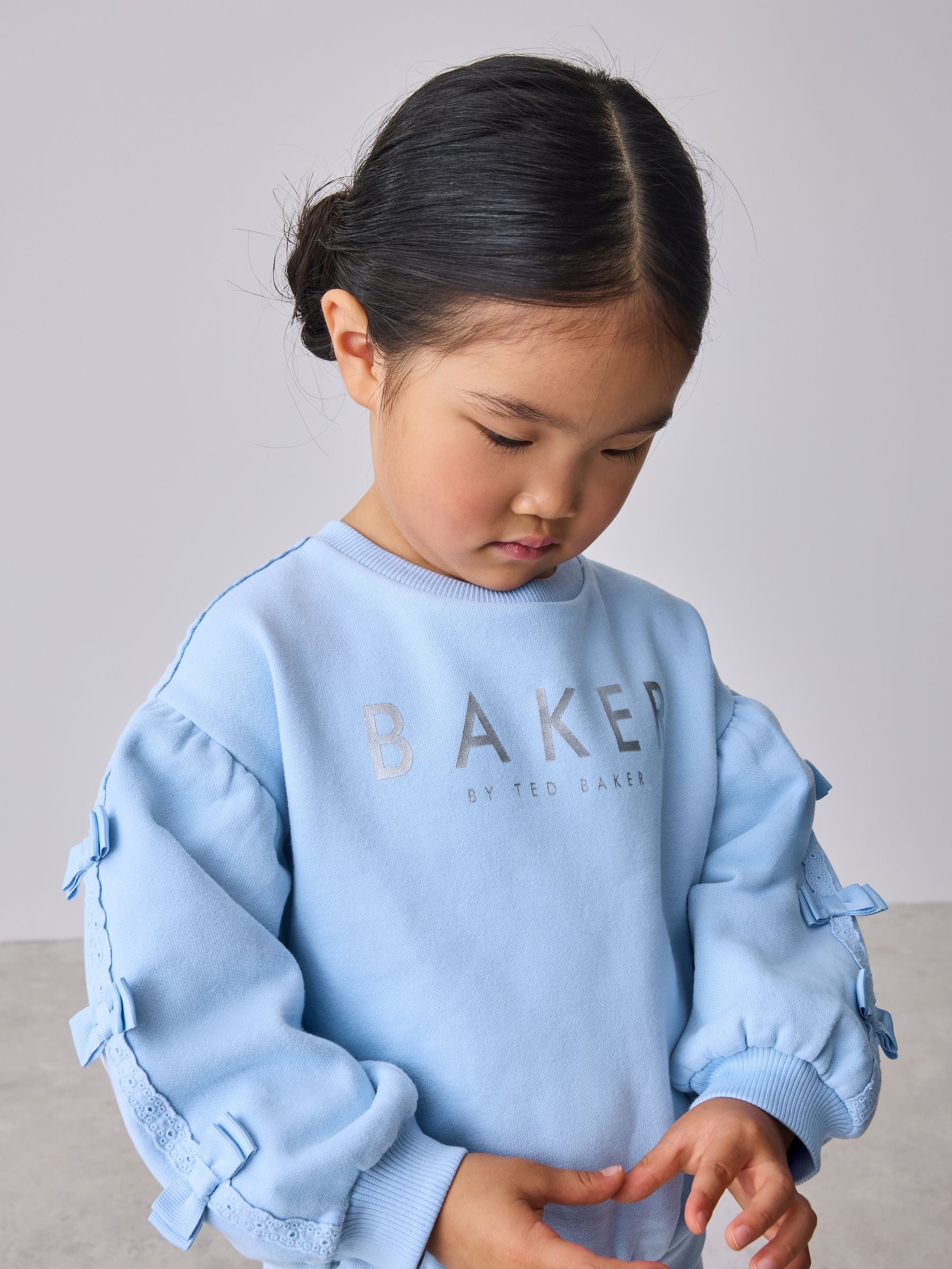 Baker by Ted Baker Blue 2 Piece Side Bow Detail Sweat & Joggers Set image 5