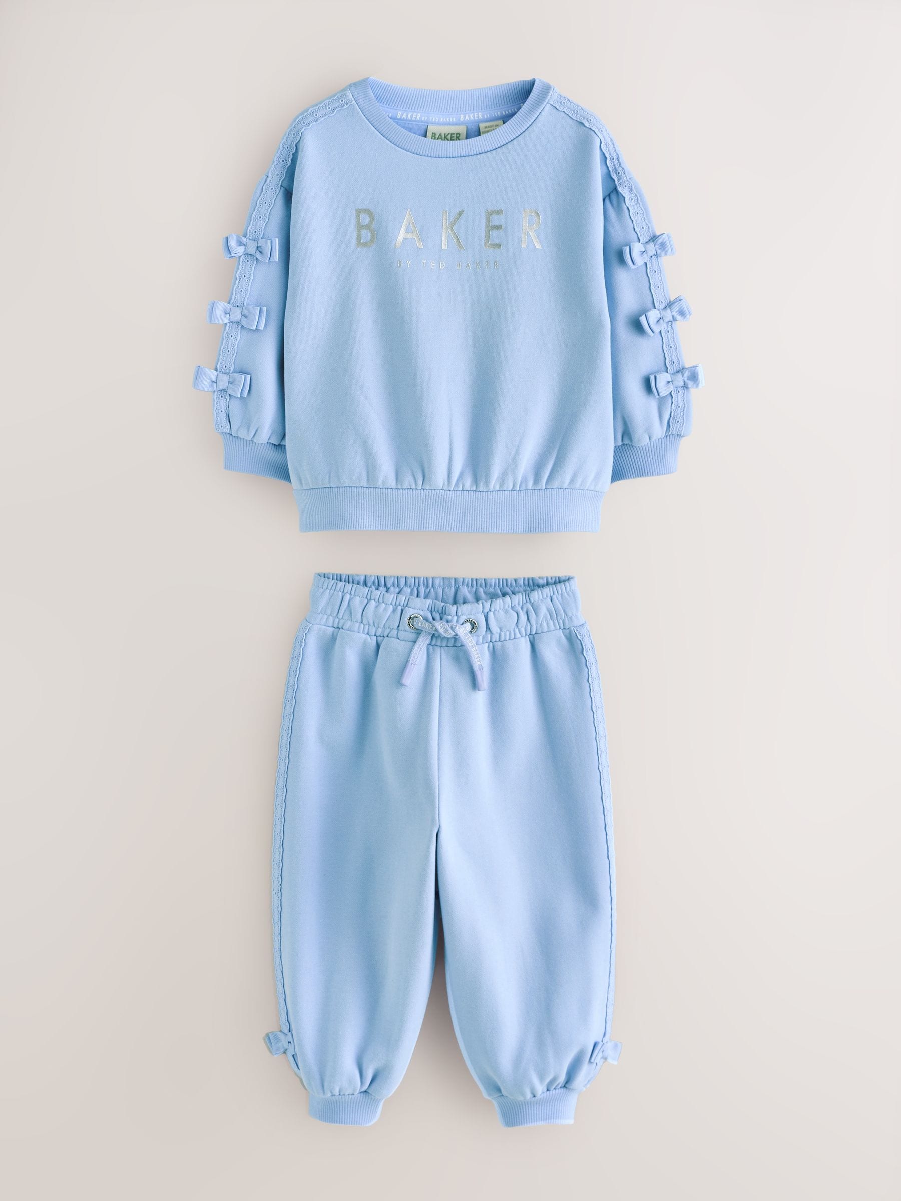 Baker by Ted Baker Blue 2 Piece Side Bow Detail Sweat & Joggers Set image 7
