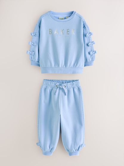 Baker by Ted Baker Blue 2 Piece Side Bow Detail Sweat & Joggers Set image 7