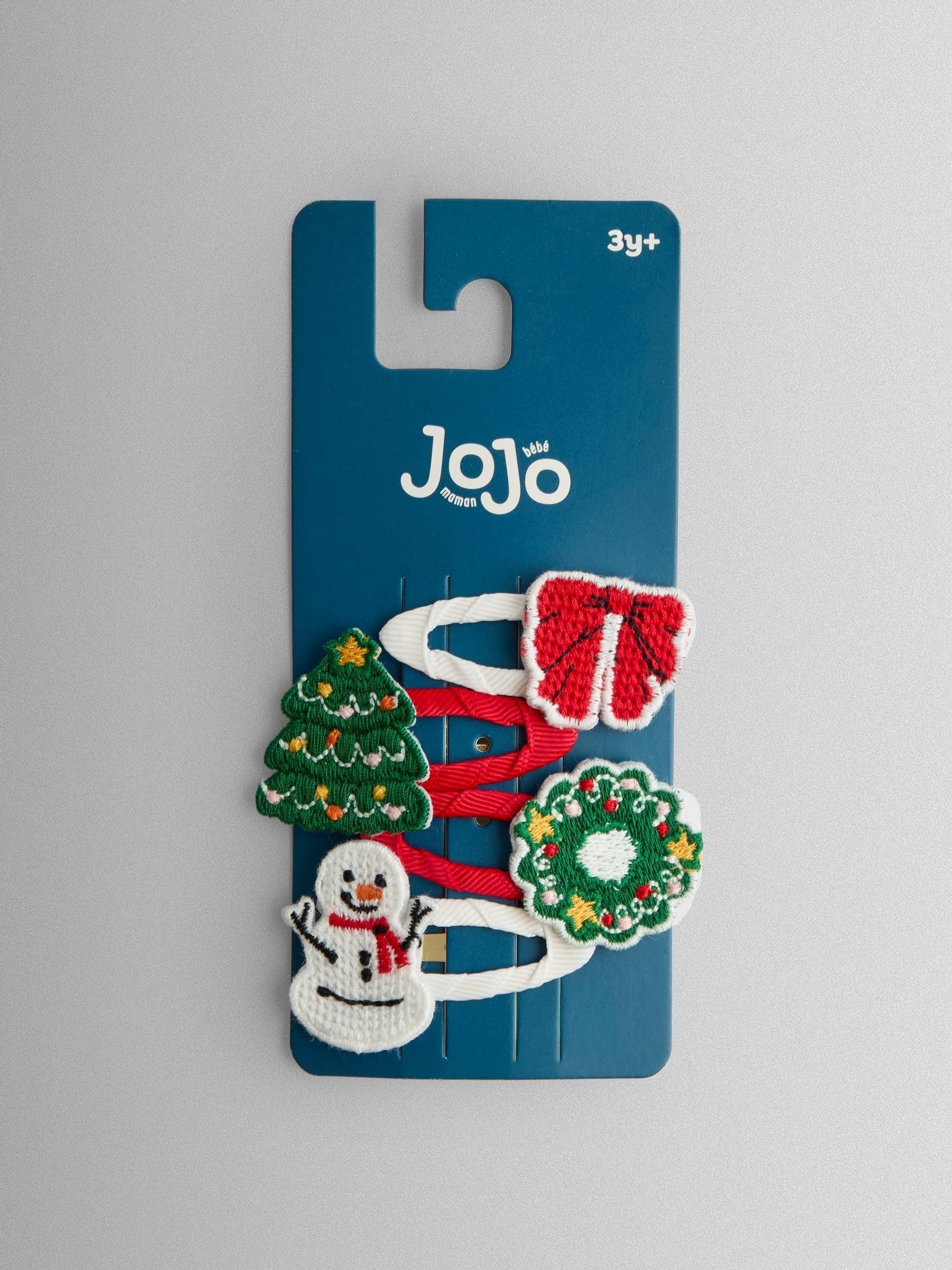 JoJo Maman Bébé Red 4-Pack Glitter Bow Clips image 1