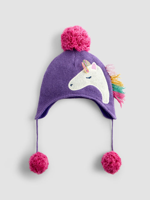 JoJo Maman Bébé Navy Unicorn Appliqué Hat image 1