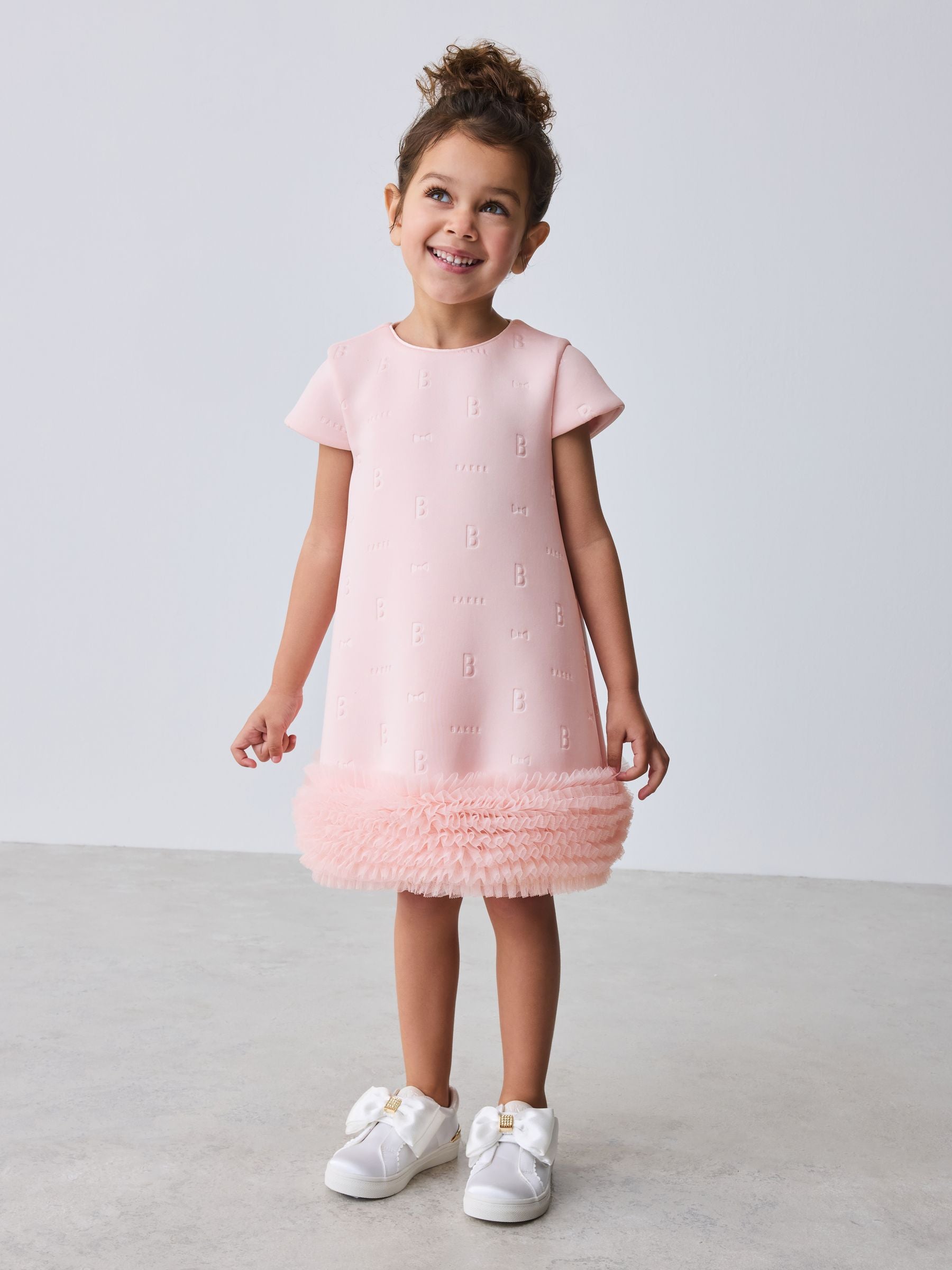 Baker by Ted Baker Pink Mesh Hem A-Line Scuba Dress image 1