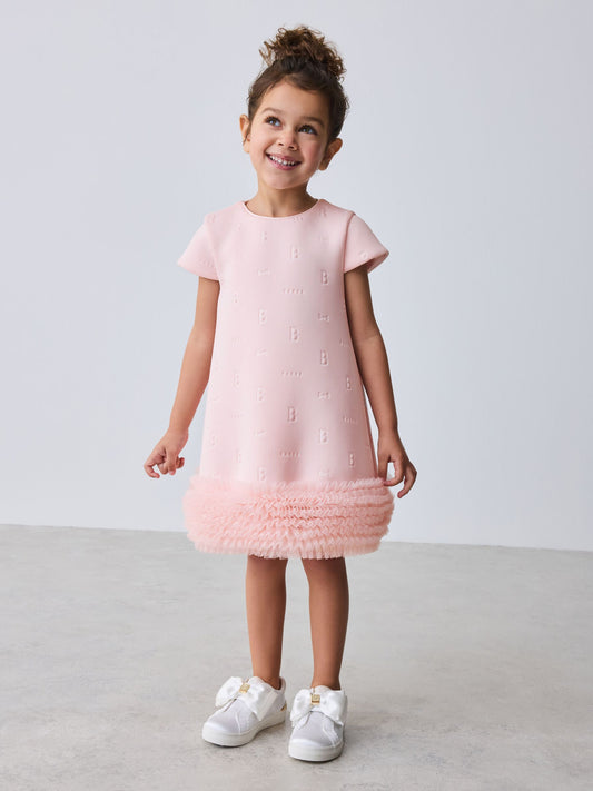 Baker by Ted Baker Pink Mesh Hem A-Line Scuba Dress image 1
