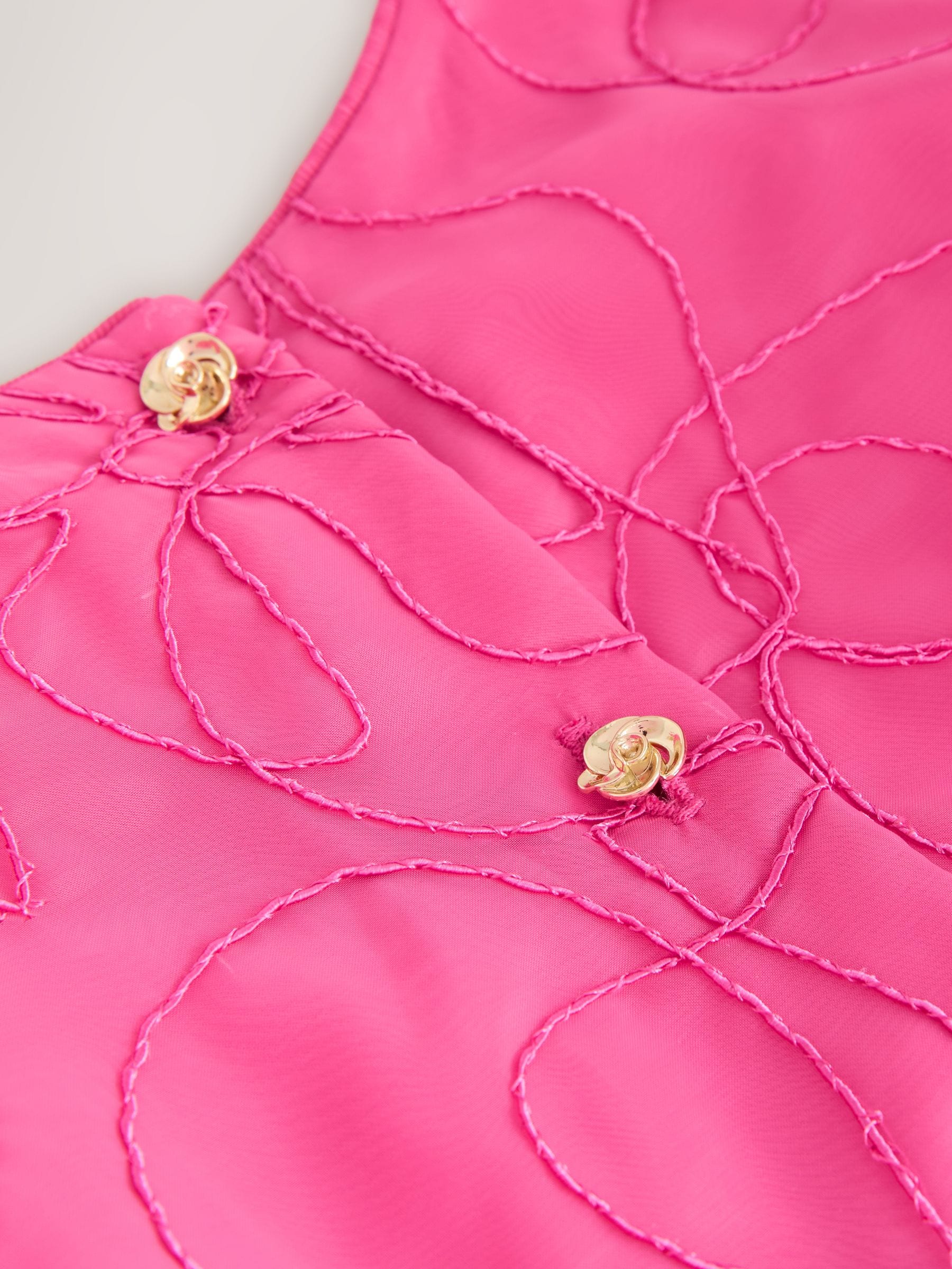 Baker by Ted Baker Pink Organza Cord Puff Sleeve Occasion Dress & Scrunchie Set image 8