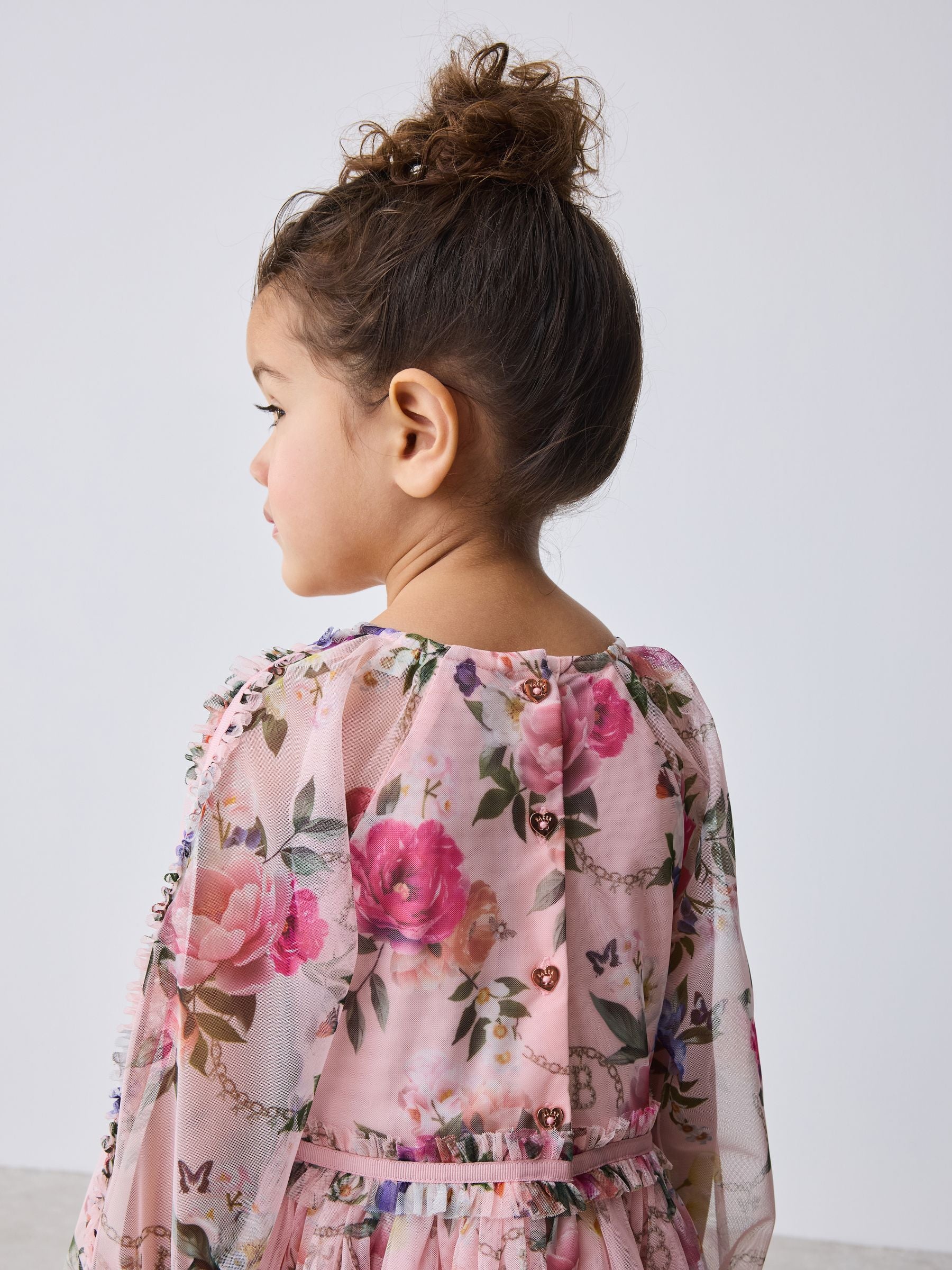 Baker by Ted Baker Floral Mesh Long Sleeve Bow Dress image 5
