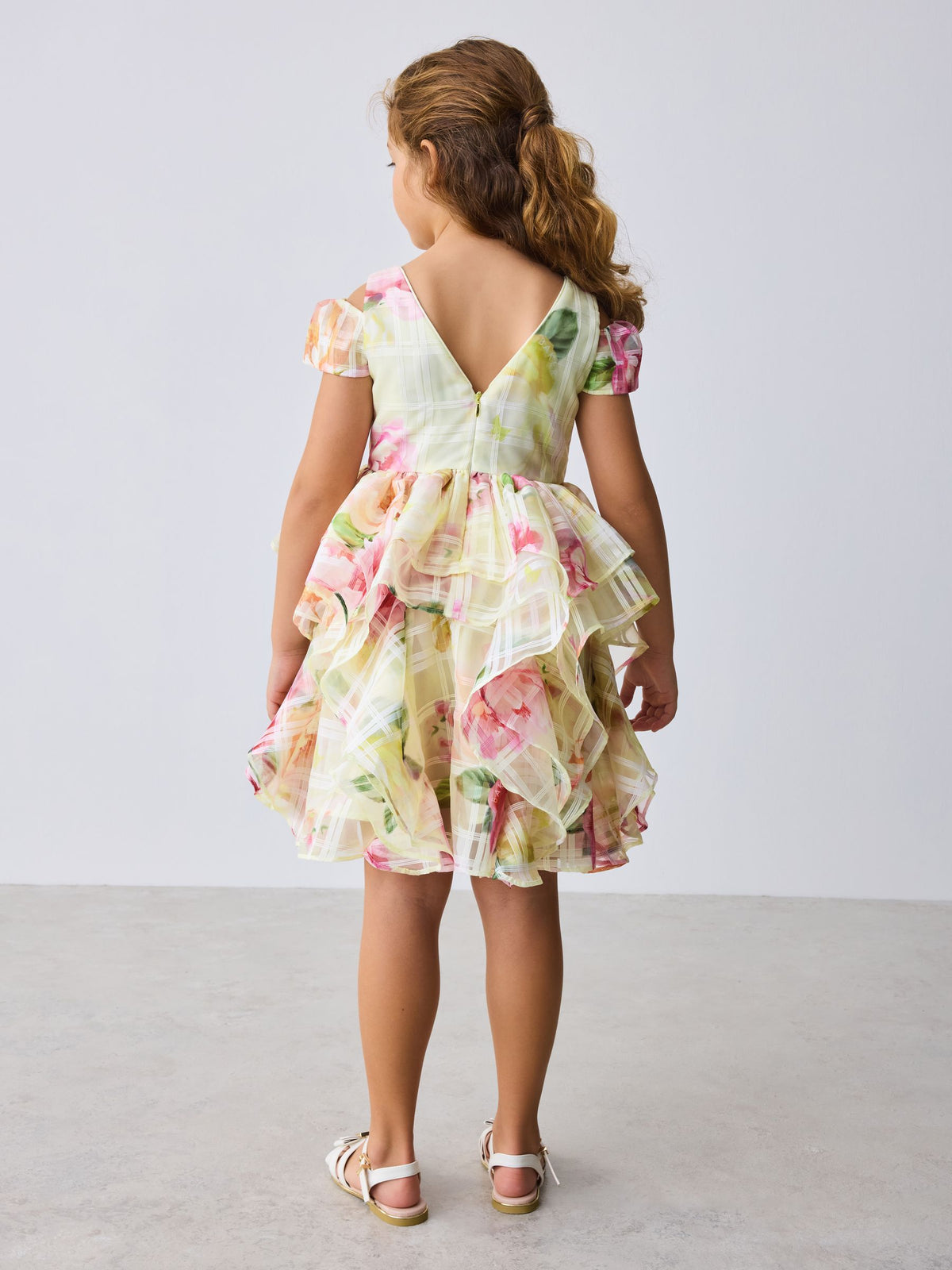 Baker by Ted Baker Yellow Burnout Organza Cap Sleeve Floral Dress image 3