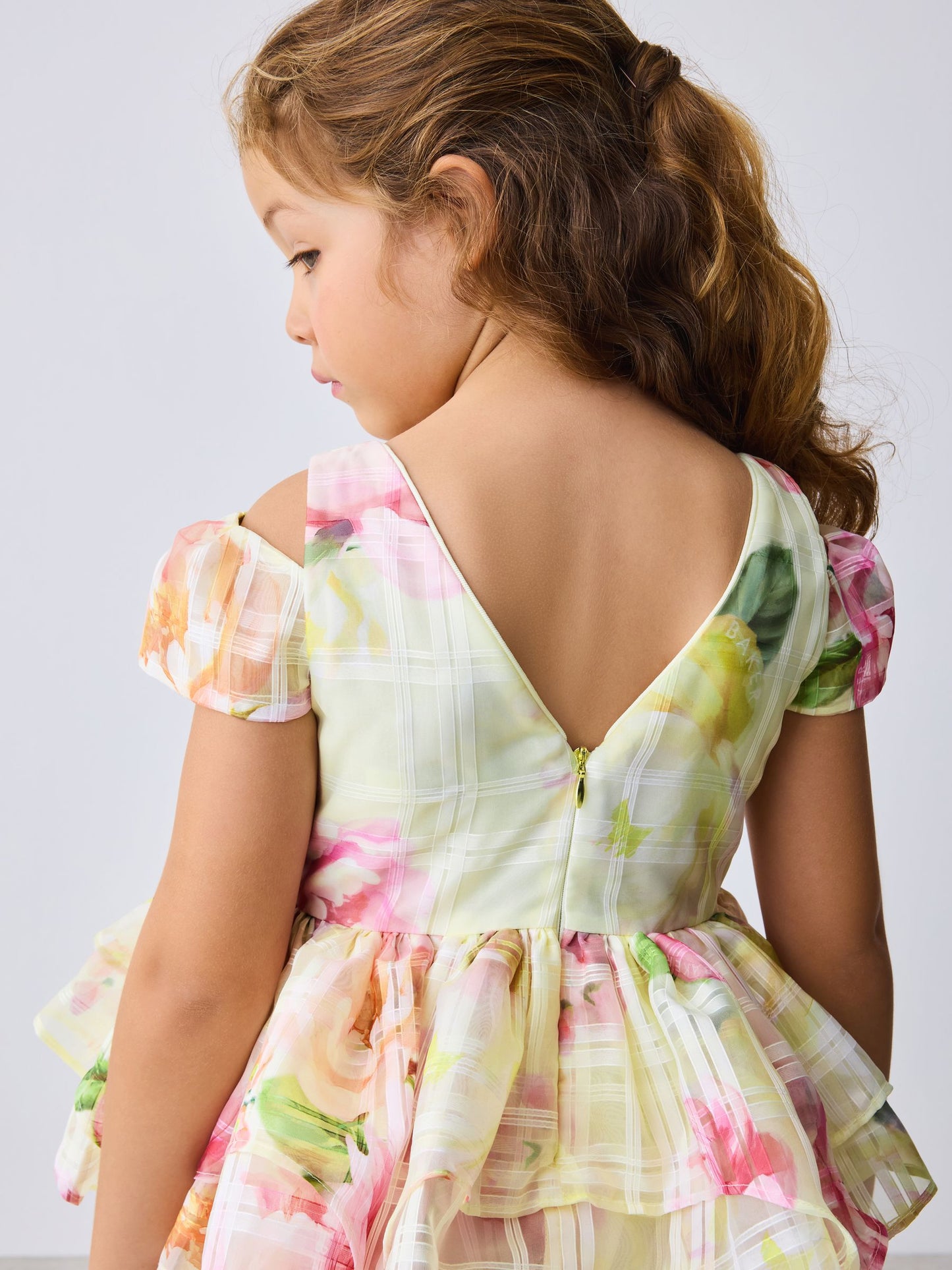 Baker by Ted Baker Yellow Burnout Organza Cap Sleeve Floral Dress image 4