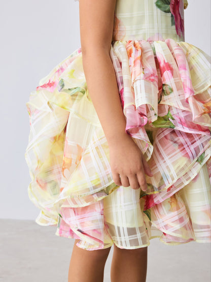 Baker by Ted Baker Yellow Burnout Organza Cap Sleeve Floral Dress image 5