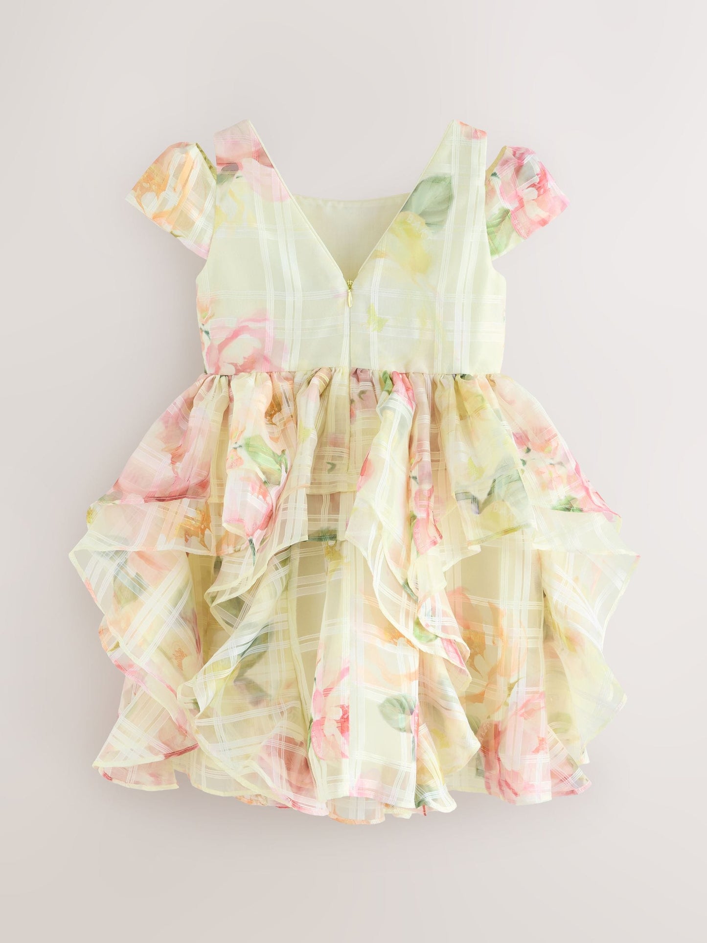 Baker by Ted Baker Yellow Burnout Organza Cap Sleeve Floral Dress image 7