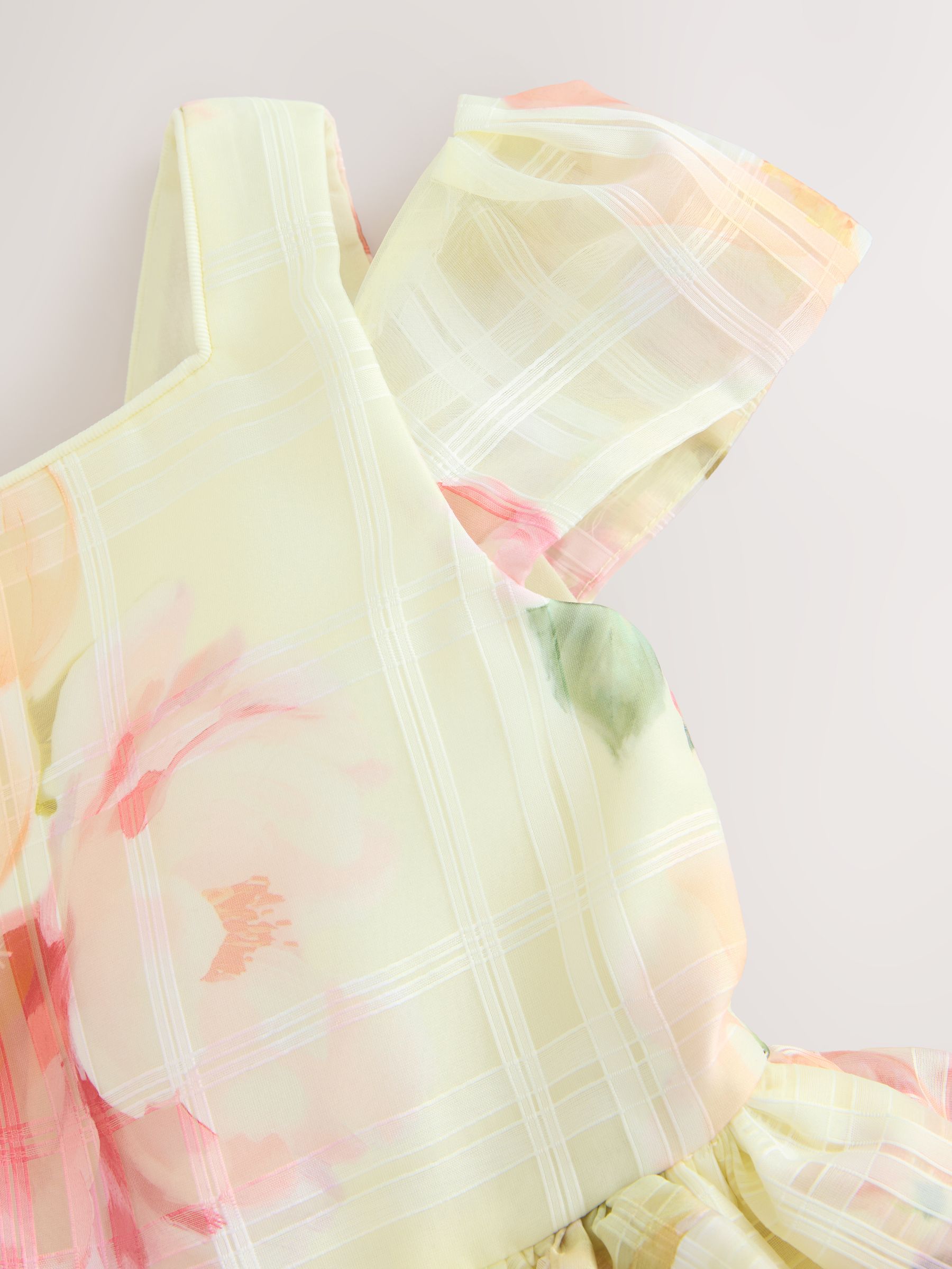 Baker by Ted Baker Yellow Burnout Organza Cap Sleeve Floral Dress image 9