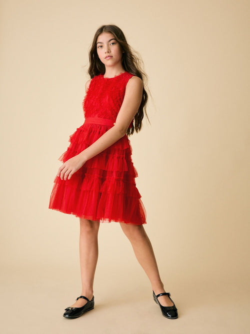 Baker by Ted Baker Red Mesh Tiered Dress image 1