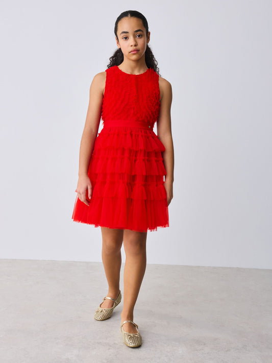 Baker by Ted Baker Red Mesh Tiered Dress image 2