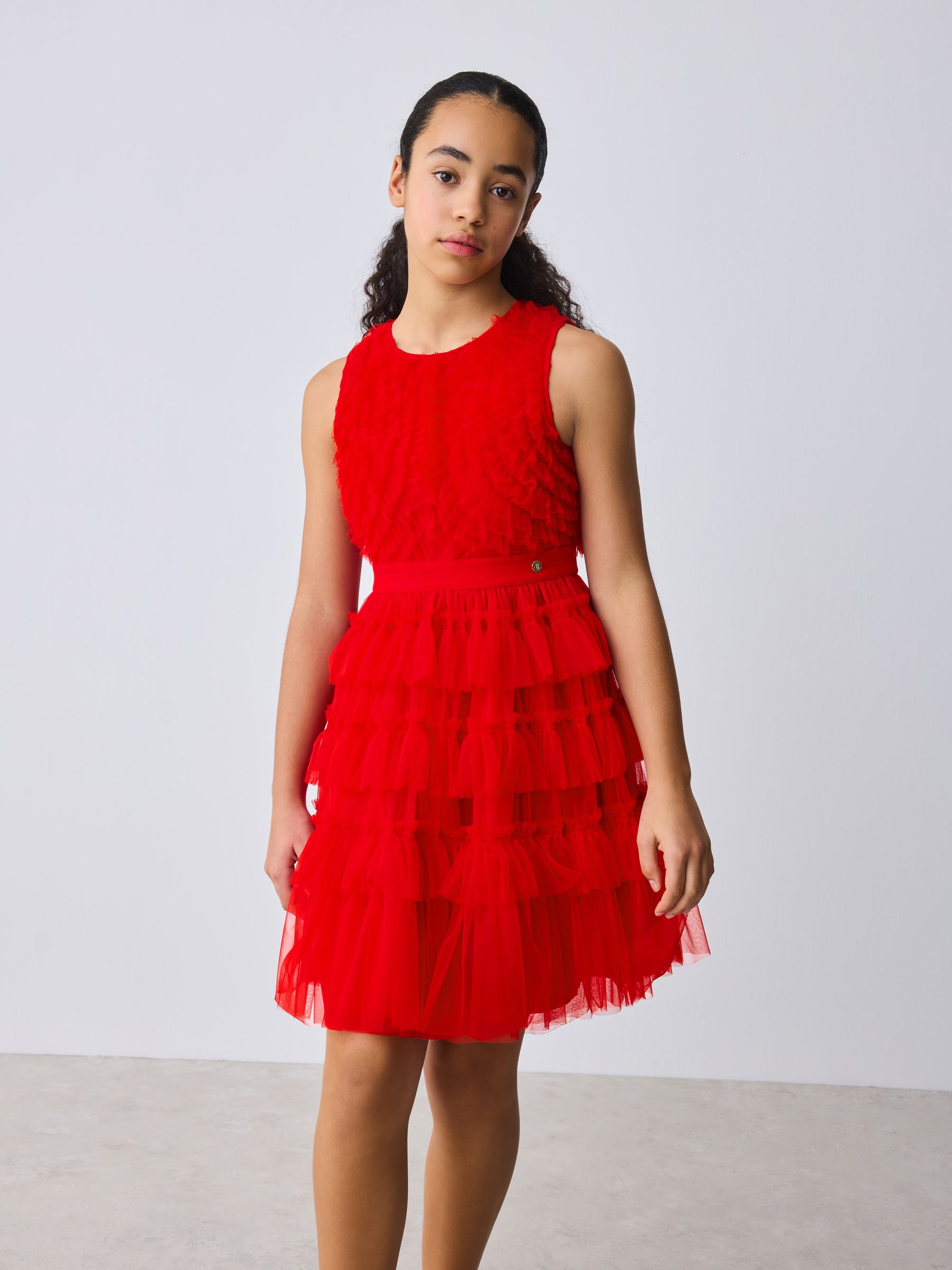 Baker by Ted Baker Red Mesh Tiered Dress image 3