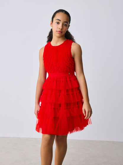 Baker by Ted Baker Red Mesh Tiered Dress image 3
