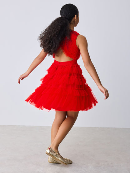 Baker by Ted Baker Red Mesh Tiered Dress image 4