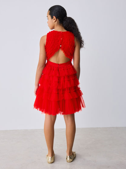 Baker by Ted Baker Red Mesh Tiered Dress image 6