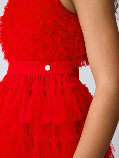Baker by Ted Baker Red Mesh Tiered Dress image 7