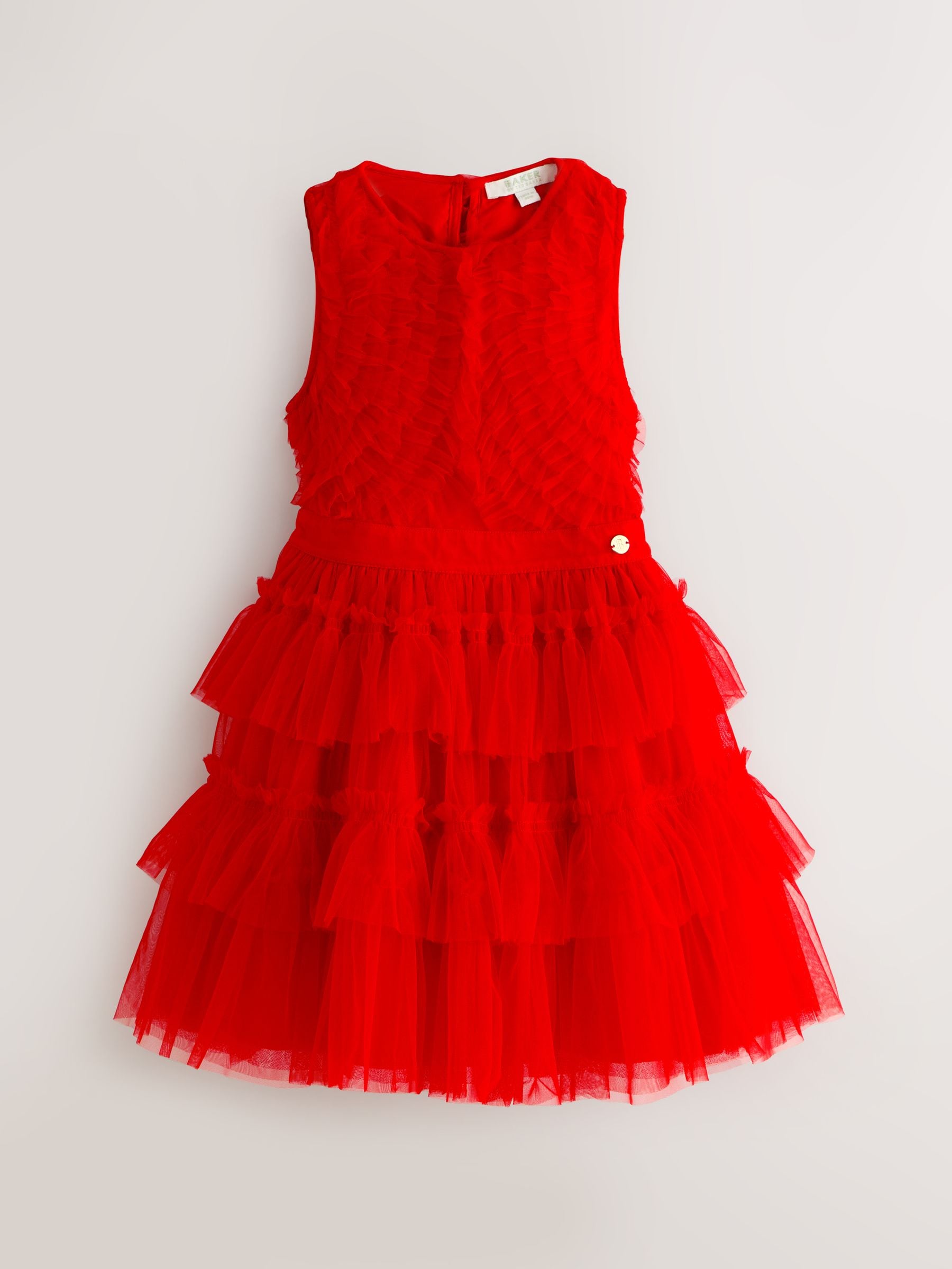 Baker by Ted Baker Red Mesh Tiered Dress image 9