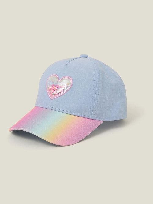 Angels By Accessorize Blue Girls Shake Glitter 100% Cotton Cap image 1