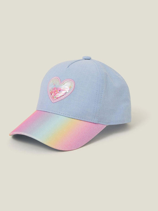 Angels By Accessorize Blue Girls Shake Glitter 100% Cotton Cap image 1