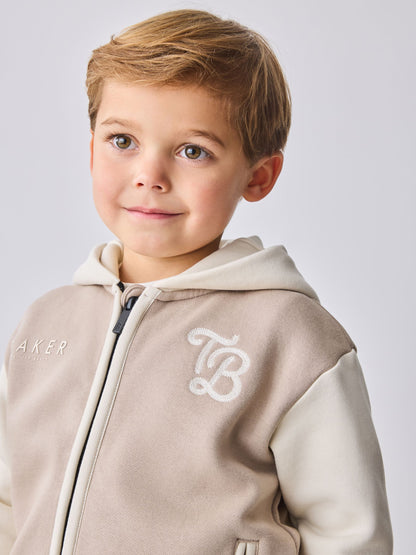 Dsiney Kidz - Baker by Ted Baker Stone 3 Piece Varsity Hoodie T-Shirt and Joggers Set image 5