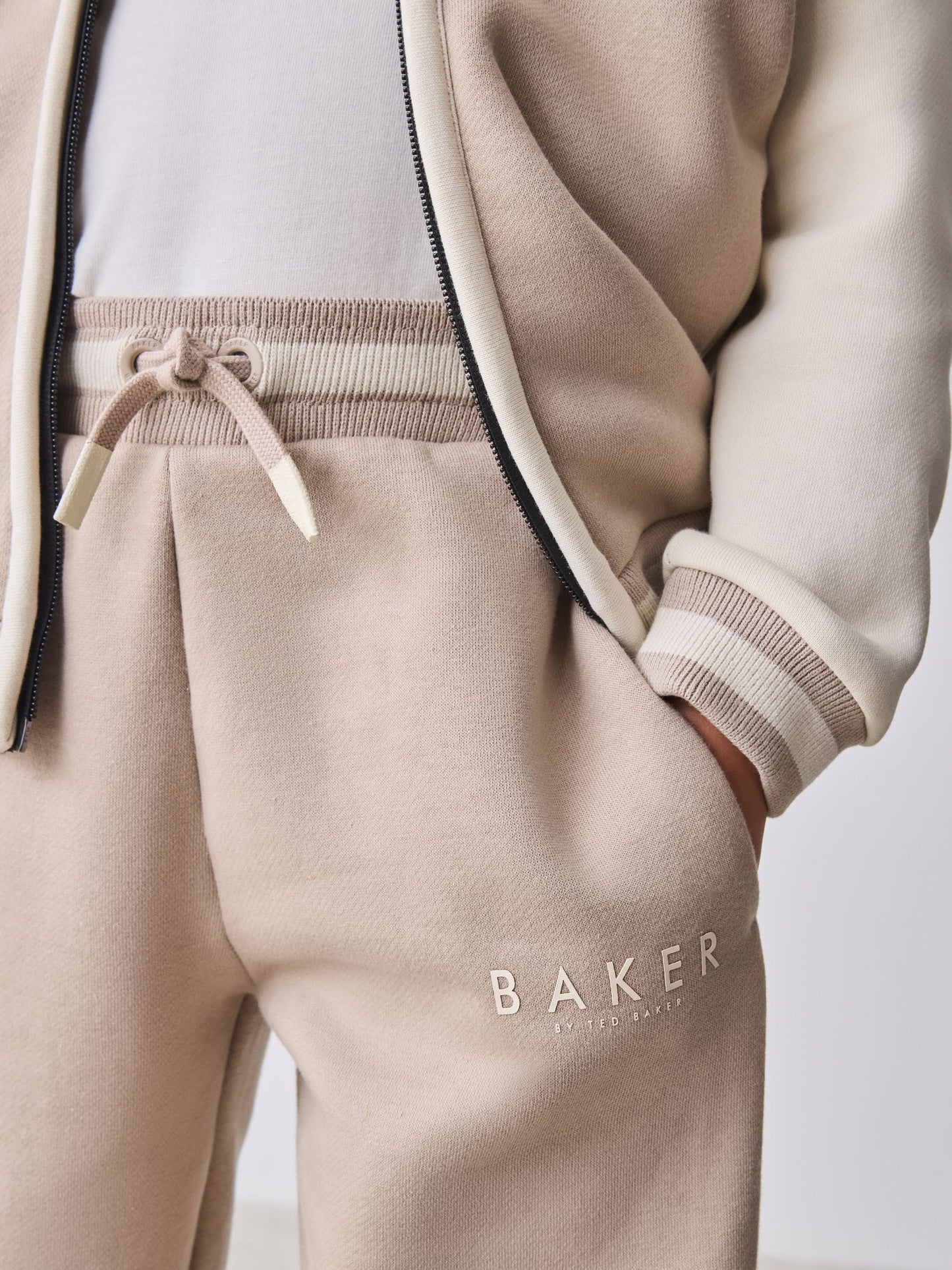 Dsiney Kidz - Baker by Ted Baker Stone 3 Piece Varsity Hoodie T-Shirt and Joggers Set image 6