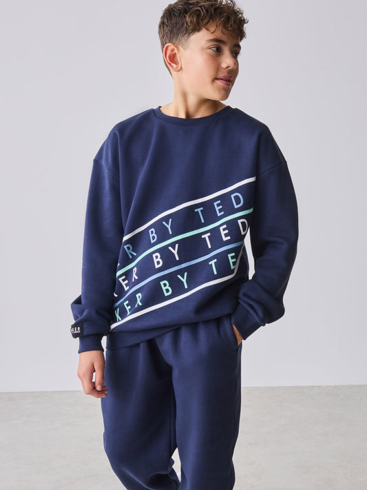 Baker by Ted Baker Oversized Navy Graphic Sweatshirt and Joggers Set image 2