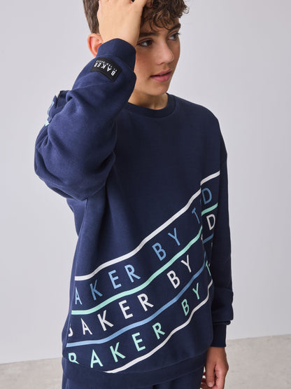 Baker by Ted Baker Oversized Navy Graphic Sweatshirt and Joggers Set image 3