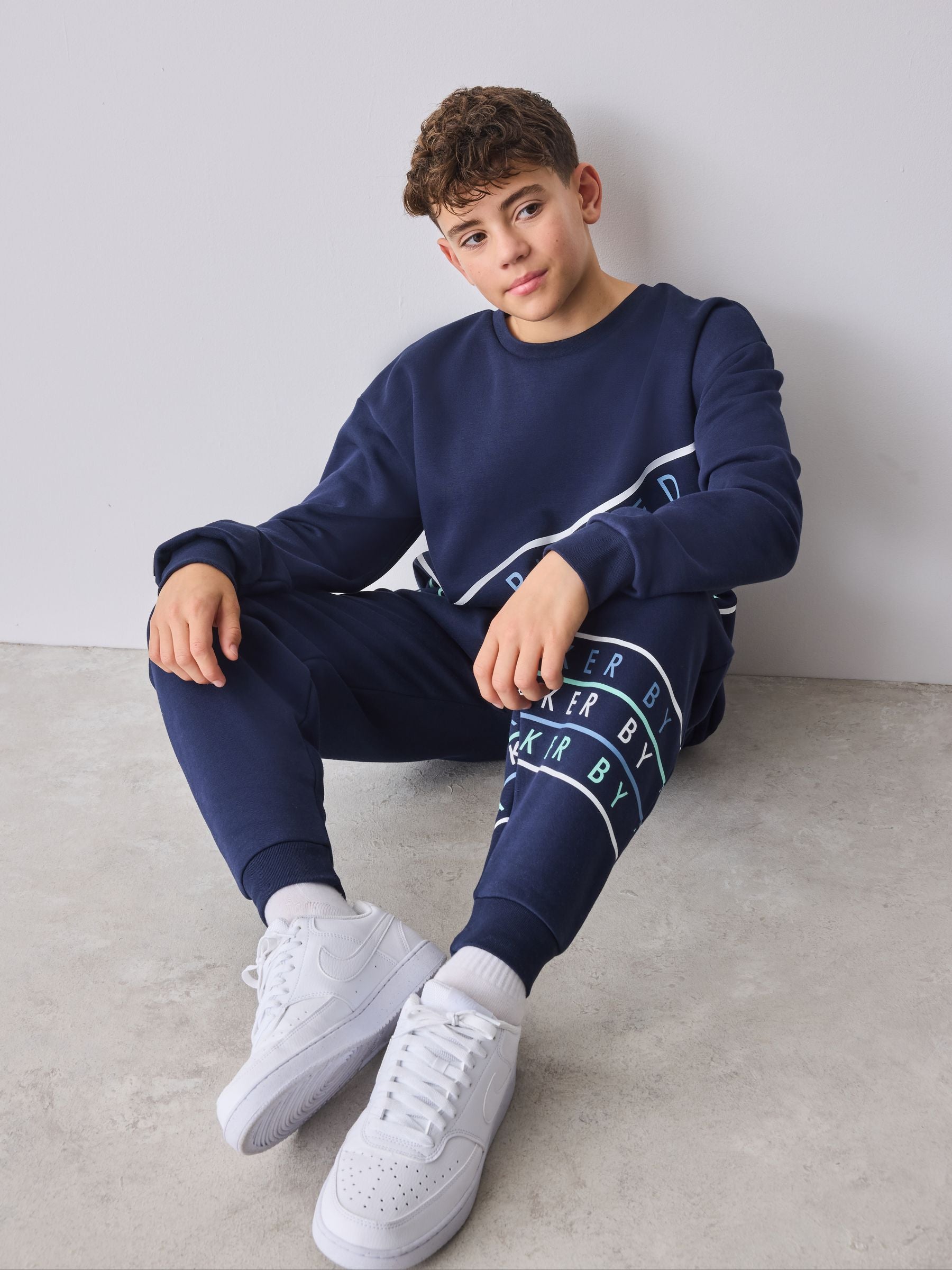 Baker by Ted Baker Oversized Navy Graphic Sweatshirt and Joggers Set image 4