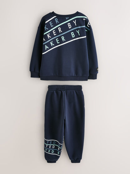 Baker by Ted Baker Oversized Navy Graphic Sweatshirt and Joggers Set image 7