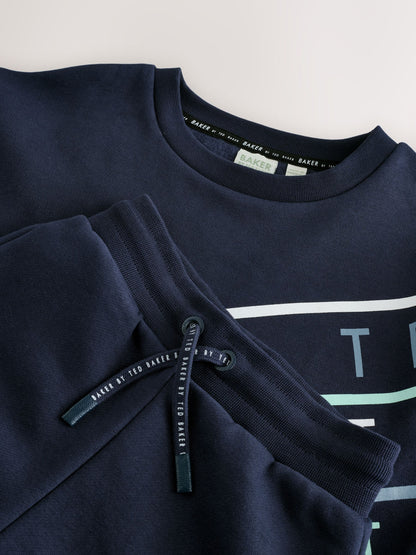 Baker by Ted Baker Oversized Navy Graphic Sweatshirt and Joggers Set image 8
