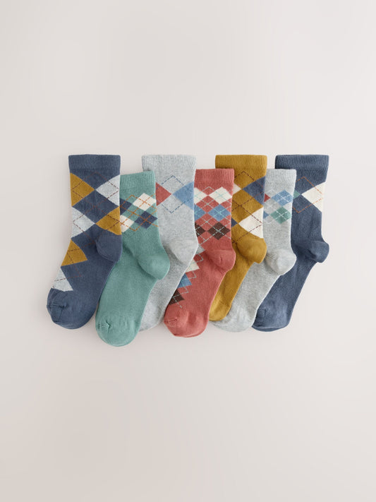 Multi Argyle Cotton Rich Socks 7 Pack image 1