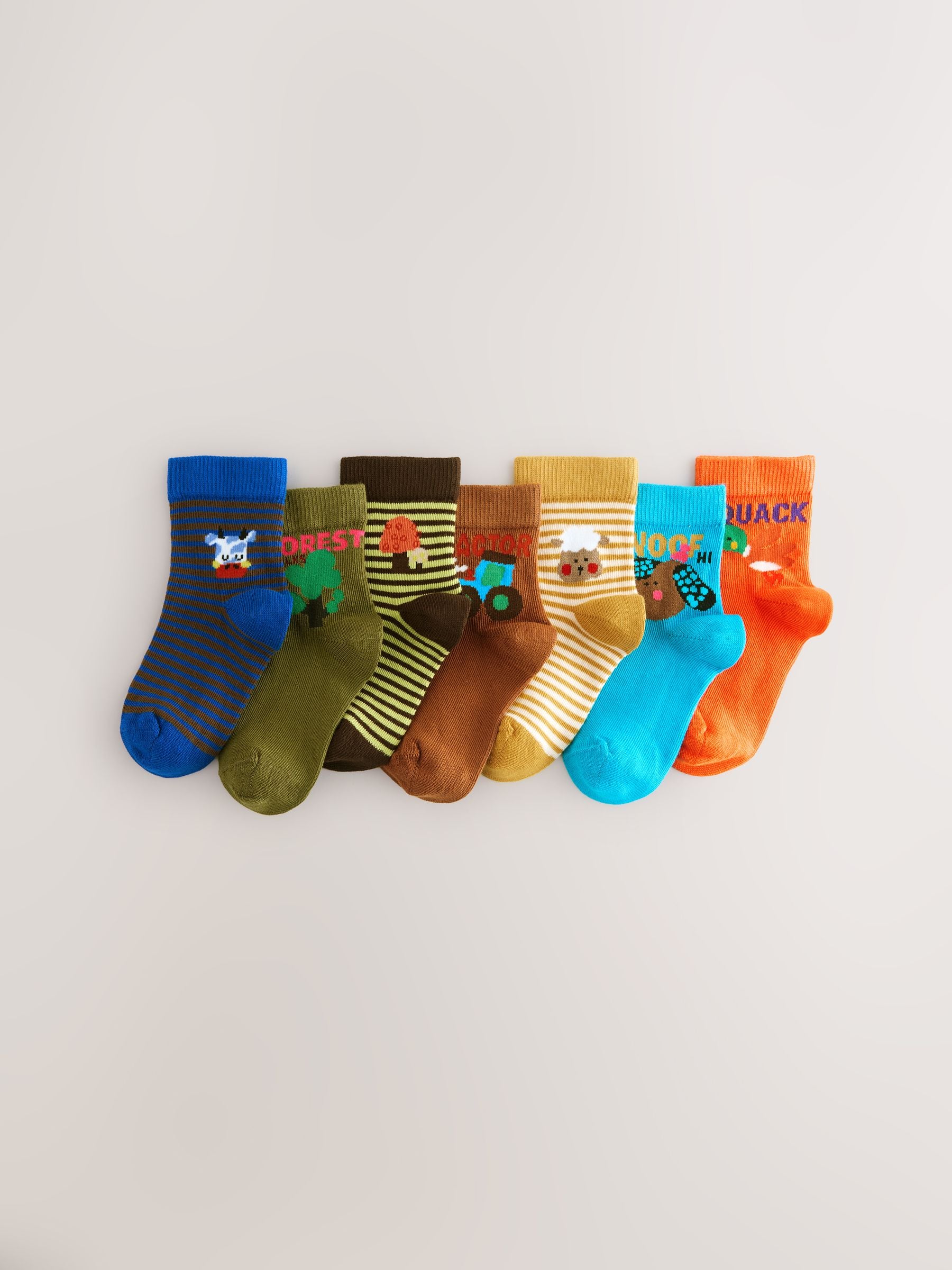 Multi Bright Characters Cotton Rich Socks 7 Pack image 1