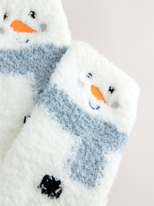 White Snowman Christmas Cosy Socks 1 Pack image 3