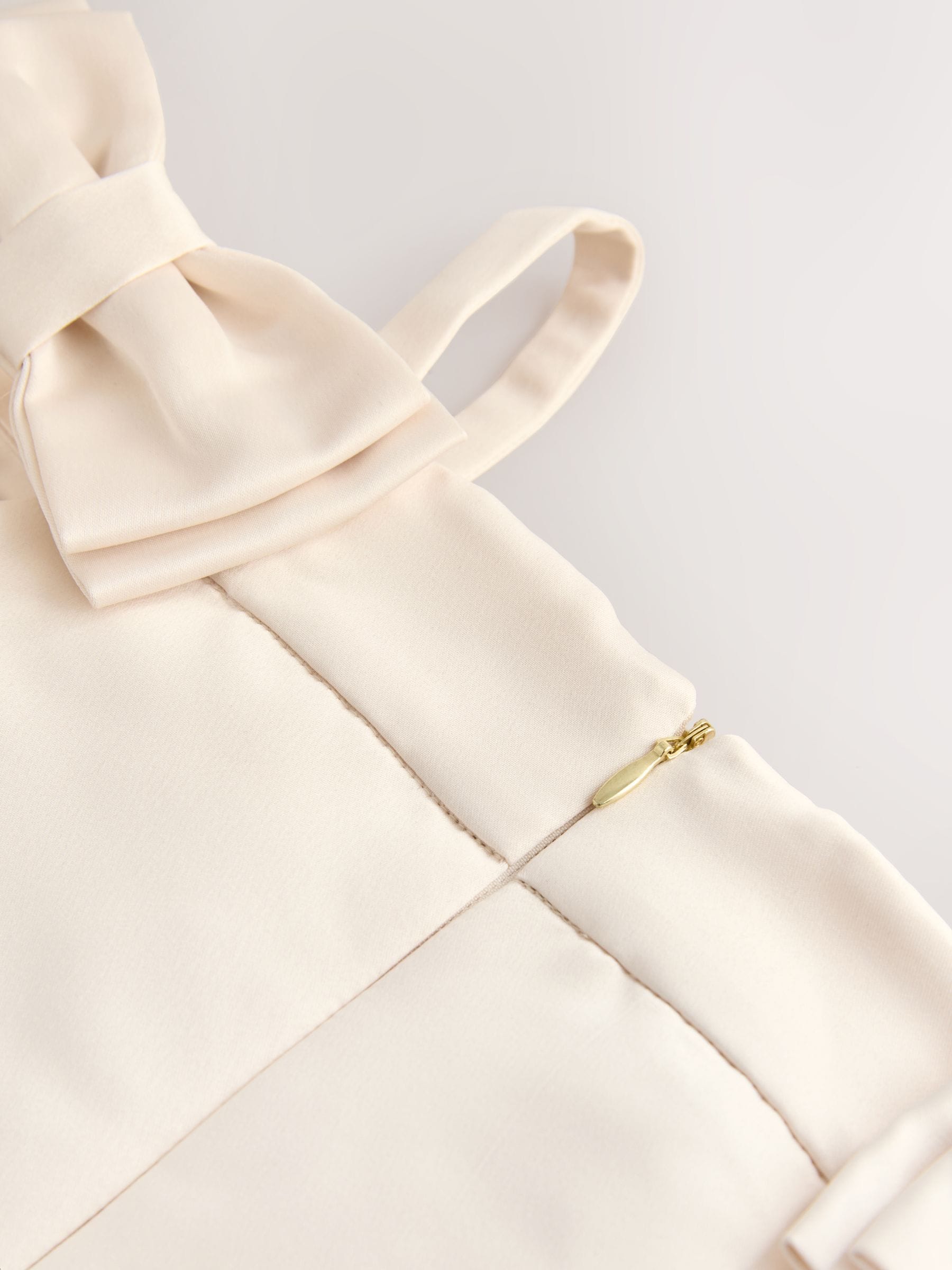 Baker by Ted Baker Champagne Gold Satin Bow Bardot Occasion Dress image 9